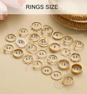 25 Pcs Gold Stackable Ring Set for Women, Chunky Knuckle Finger Midi Rings, Silver Simple Stacking Cute Rings Pack Trendy Stuff Jewelry Gift