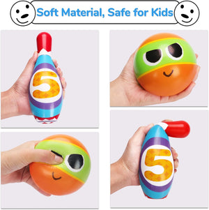Kids Bowling Toy Set, Indoor Outdoor Activity Play Game Toys for Boy Girl, Soft 10 Foam Bowling Pins & 2 Balls, Educational Children Birthday Party Gifts