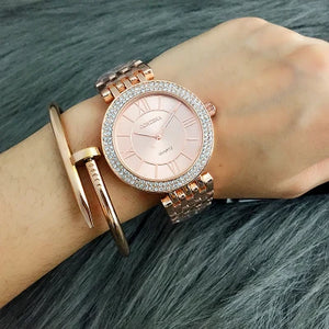 CONTENA Fashion Silver Women Watches Stainless Steel Women'S Watches Luxury Rhinestone Ladies Watch Women Clock Relogio Feminino