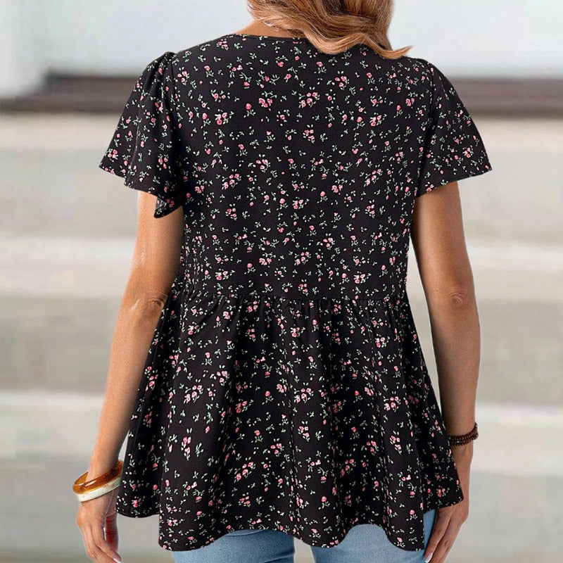 Women's Floral Sweet Short-sleeved Top