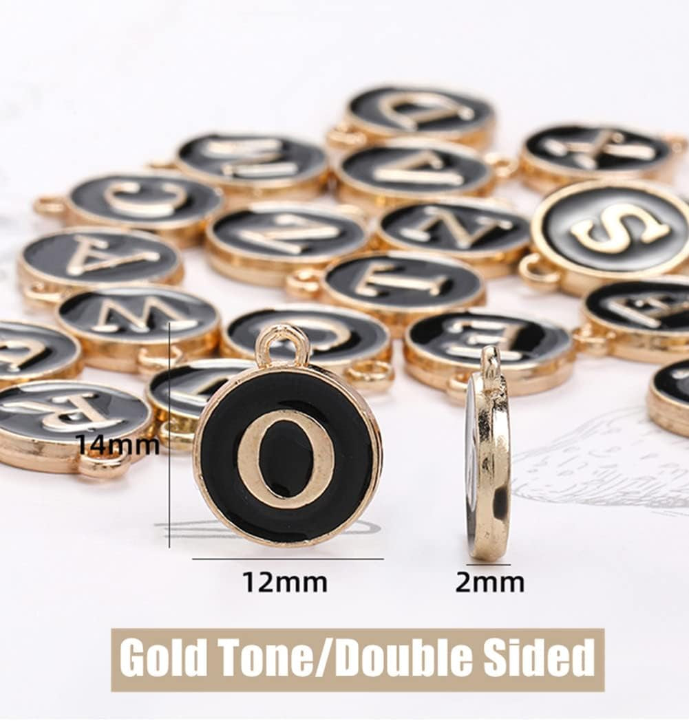 104 Pack Alphatbet Enamel Charms A-Z Letter Initial Double Side Beaded Pendants