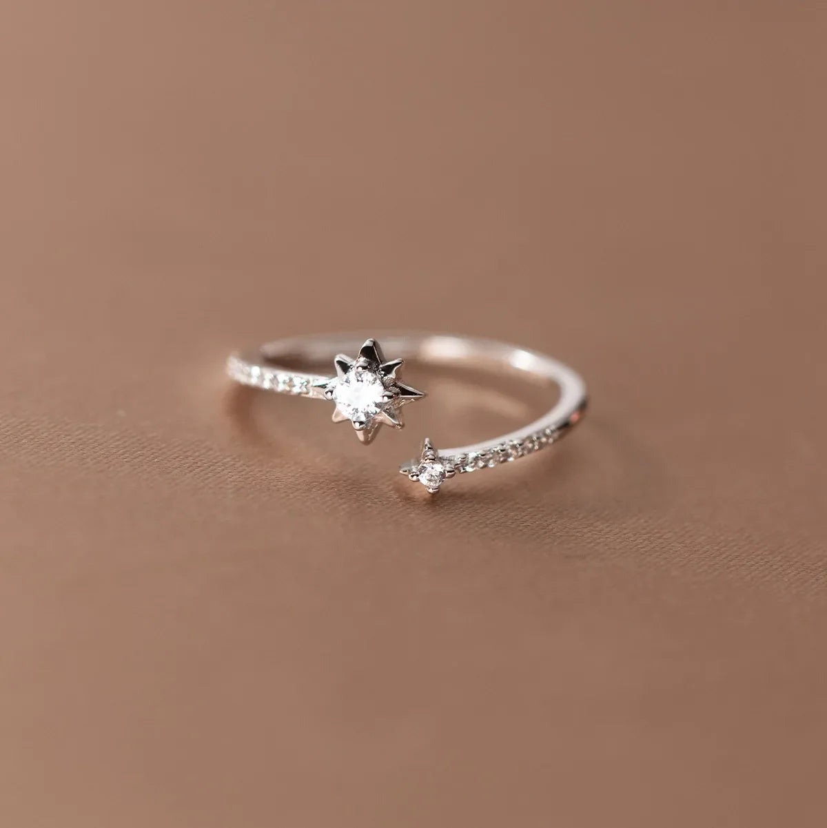 925 Sterling Silver Zircon Star Adjustable Rings For Women High Quality Jewelry Accessories Wholesale Jewellery Argent 925