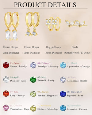 Earring Sets for Multiple Piercings – Gold-Tone Huggie Hoop & Stud Earrings Set – Hypoallergenic Cartilage Earrings for Women Lightweight Non Tarnish Earring Stack