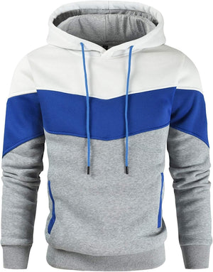 Men'S Novelty Color Block Pullover Fleece Hoodie Casual Sweatshirt