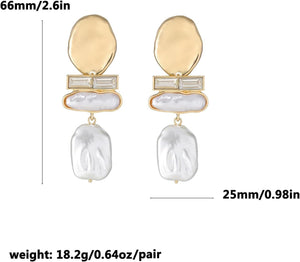 Statement Pearl Dangle Earrings, Gold and Large Pearl