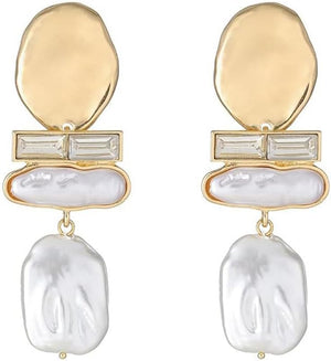 Statement Pearl Dangle Earrings, Gold and Large Pearl
