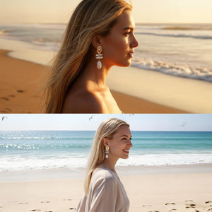 Statement Pearl Dangle Earrings, Gold and Large Pearl