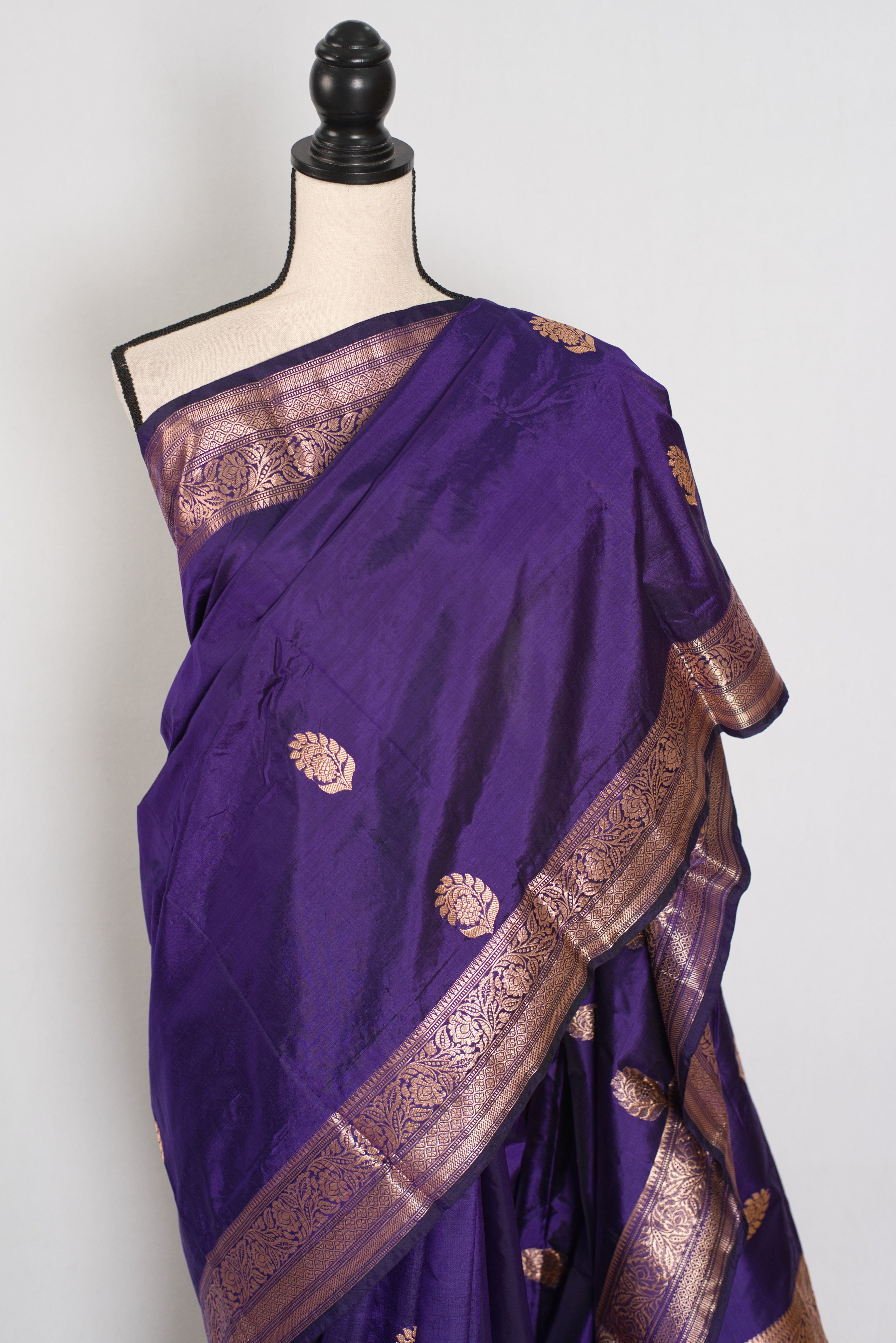 Leela | Royal Purple Katan Banarasi Silk Saree | Lightweight Handloom Luxury