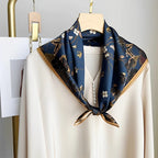 2024 Silk Scarf Scarftop Headwraps For Women Vintage Four Seasons Hair Scarve 110x110cm Hijab Foulard Bandana Femme Headscarf