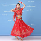 Bollywood Dress Costume Women Indian Dance Set Belly Dance Sari Clothing Belly Dance Performance Clothes Chiffon Dance Set New
