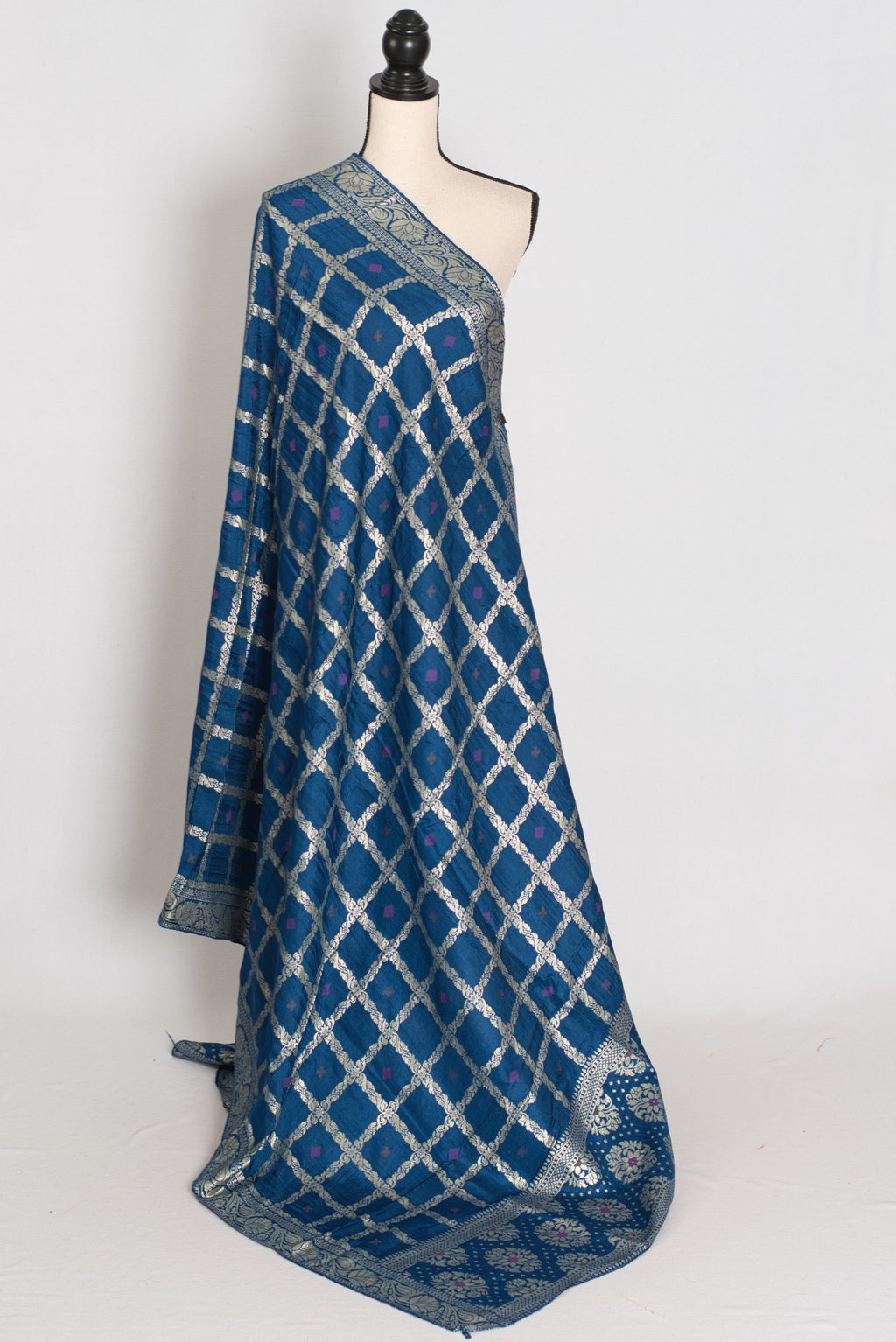 Mahi : Blue Gharchola Dola Silk Banarasi Dupatta