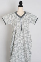 Printed Gray Pure Cotton Nightwear in Regular Size