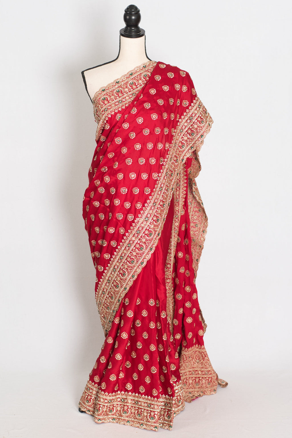 Reshma | Rosy Pink Designer Satin Saree | Royal Bridal & Festive Wear