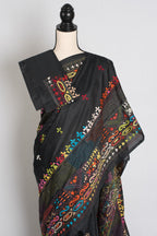 Bidisha : Black Blended Silk Saree with Lambani Hand Embroidery