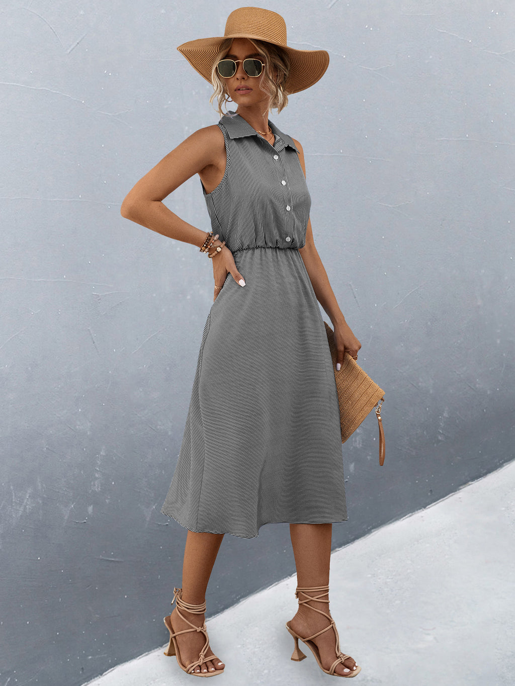 European And American Women's Clothing Button Shirt Dress