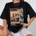 INAWLY Street View and Slogan Graphic Drop Shoulder Tee MAKE YOUR OWN WAY GROWING up FAST BUILDING without LIMITS a PLACE in the CITY to CALL HOME CITY of HOMES NYC FOLLOW YOUR DREAMS 1898 the Brooklyn Bridge Is a Famous Sight in New York BE BRAVE BE DIFFERENT Graphic Tees Women Tops
