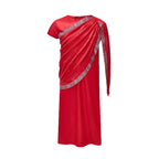 Girls Red Indian Ethnic Sequin Gown Kids Traditional Saree Dress Children Diwali Wedding Carnival Stage Performance Costume