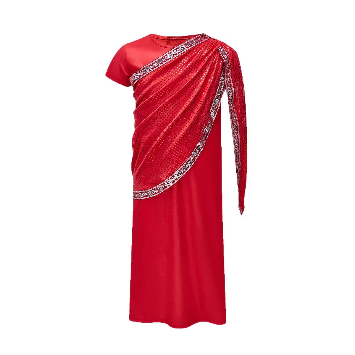 Girls Red Indian Ethnic Sequin Gown Kids Traditional Saree Dress Children Diwali Wedding Carnival Stage Performance Costume
