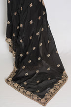 Aanya | Black Tissue Saree | Pre-Stitched Size 34 Blouse (Adjustable to 36/38)