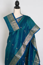Mayuri | Peacock Blue Pure Katan Silk Banarasi Saree | Silk Mark Certified