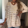 Solid-color Printed Letter Long-sleeve Top For Women