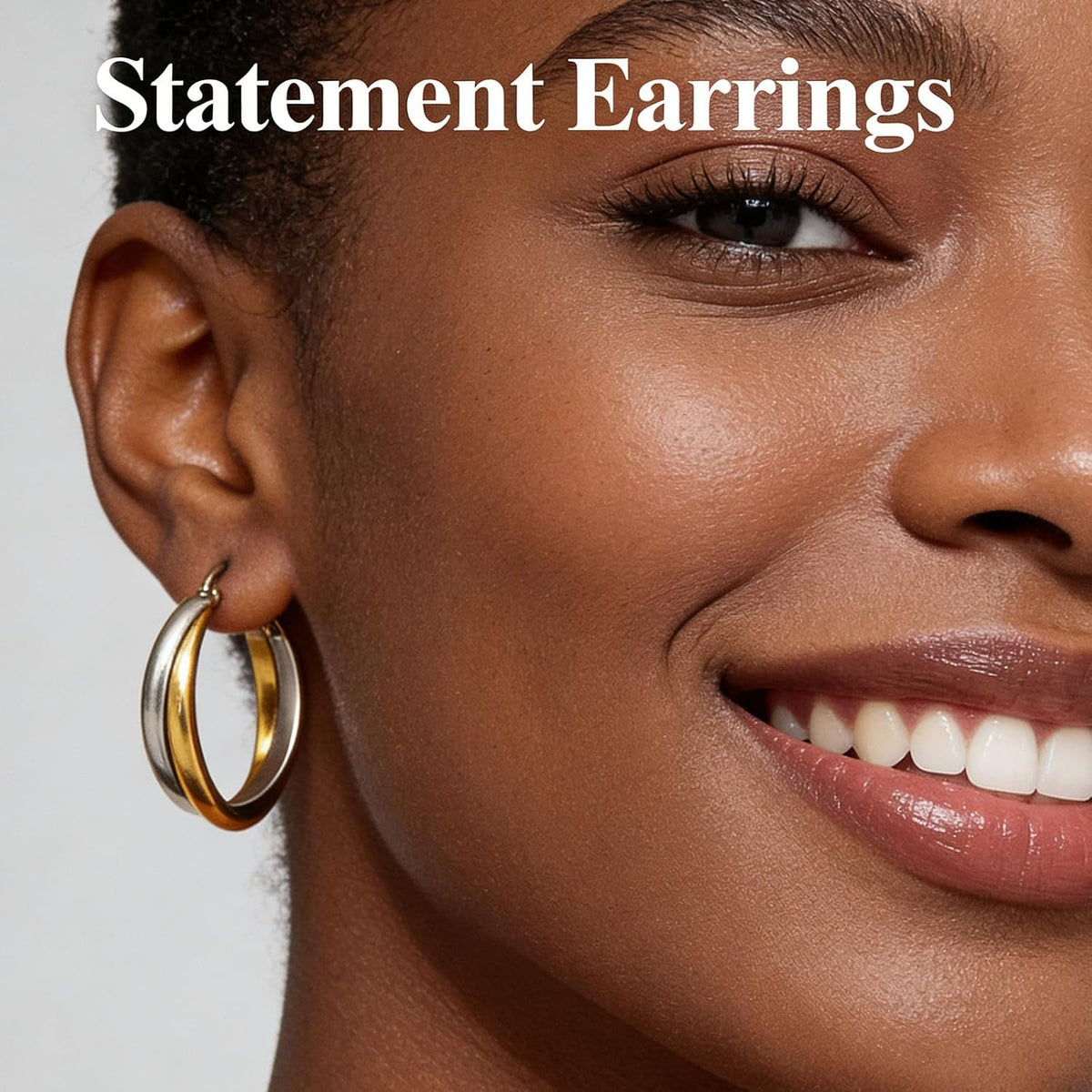 Two Tone Earrings for Women Gold and Silver Earrings Polished Chunky Huggie Hoop Earring Fashion Jewelry Two Tone Jewelry for Woman
