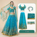 Women Festival Halloween Cosplay Belly Dance Top Dress Adult Indian Arab Jasmine Sari Fantasy Rave Bollywood Outfit Costume Suit