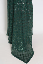Heena | Dark Green Soft Net Sequin Saree | Bollywood Partywear
