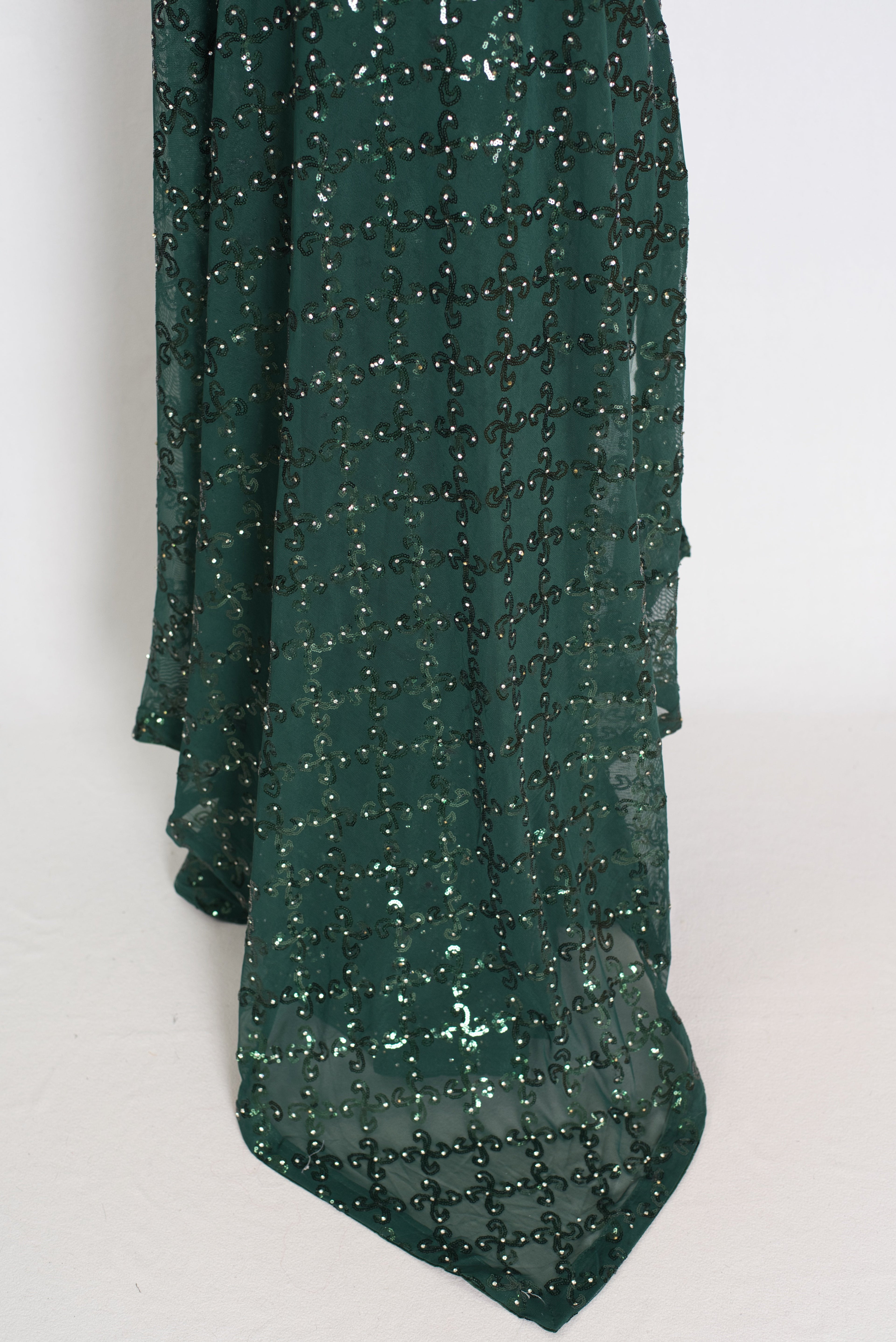 Heena | Dark Green Soft Net Sequin Saree | Bollywood Partywear