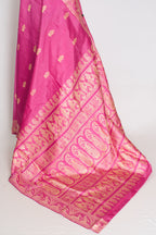 Swarna | Pink and Cream Handwoven Bishnupuri Baluchari Silk Saree