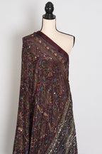 Nirja | Purple Kalamkari Printed Mirror Work Saree | Soft Semi Modal Silk
