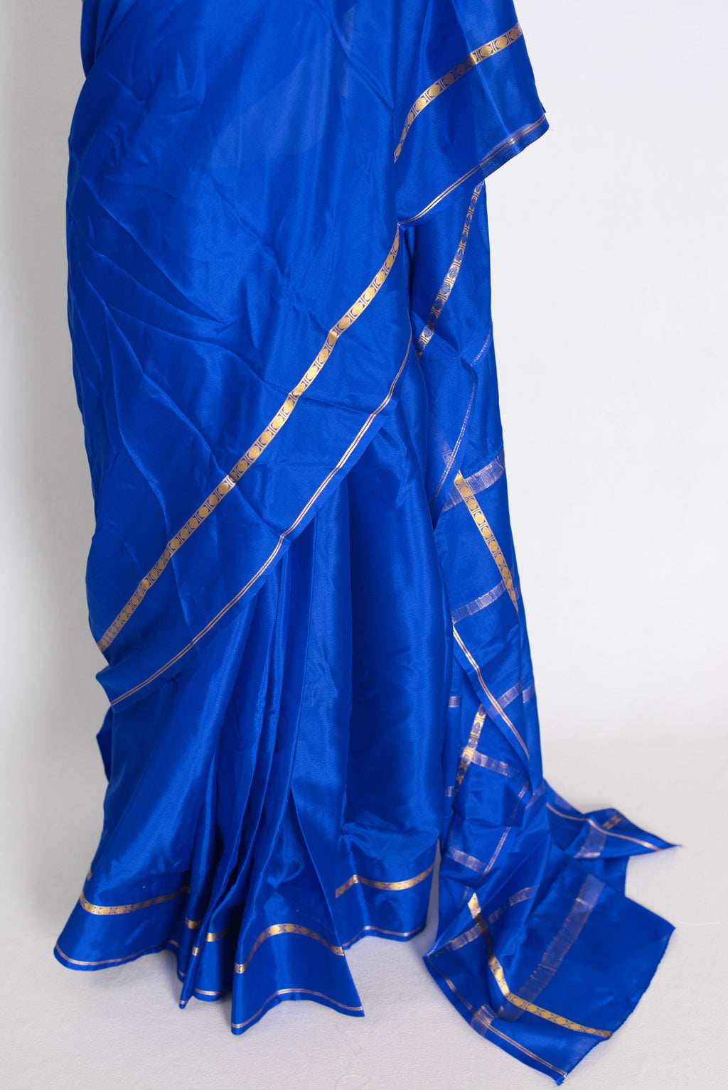 Mythili Royal Blue Pure Mysore Crepe Silk Saree – Silk Mark Certified
