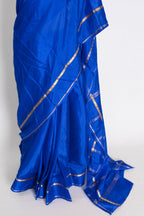 Mythili Royal Blue Pure Mysore Crepe Silk Saree – Silk Mark Certified