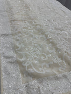Damini | Ivory White Sequin Georgette Cocktail Saree | Classic Embroidery