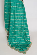 Neha : Sea Green and Gold Dola Silk Banarasi Dupatta