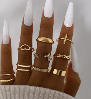 25 Pcs Gold Stackable Ring Set for Women, Chunky Knuckle Finger Midi Rings, Silver Simple Stacking Cute Rings Pack Trendy Stuff Jewelry Gift