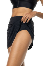Big Wave | Women's Swim Skort with Wrap Detail | Black