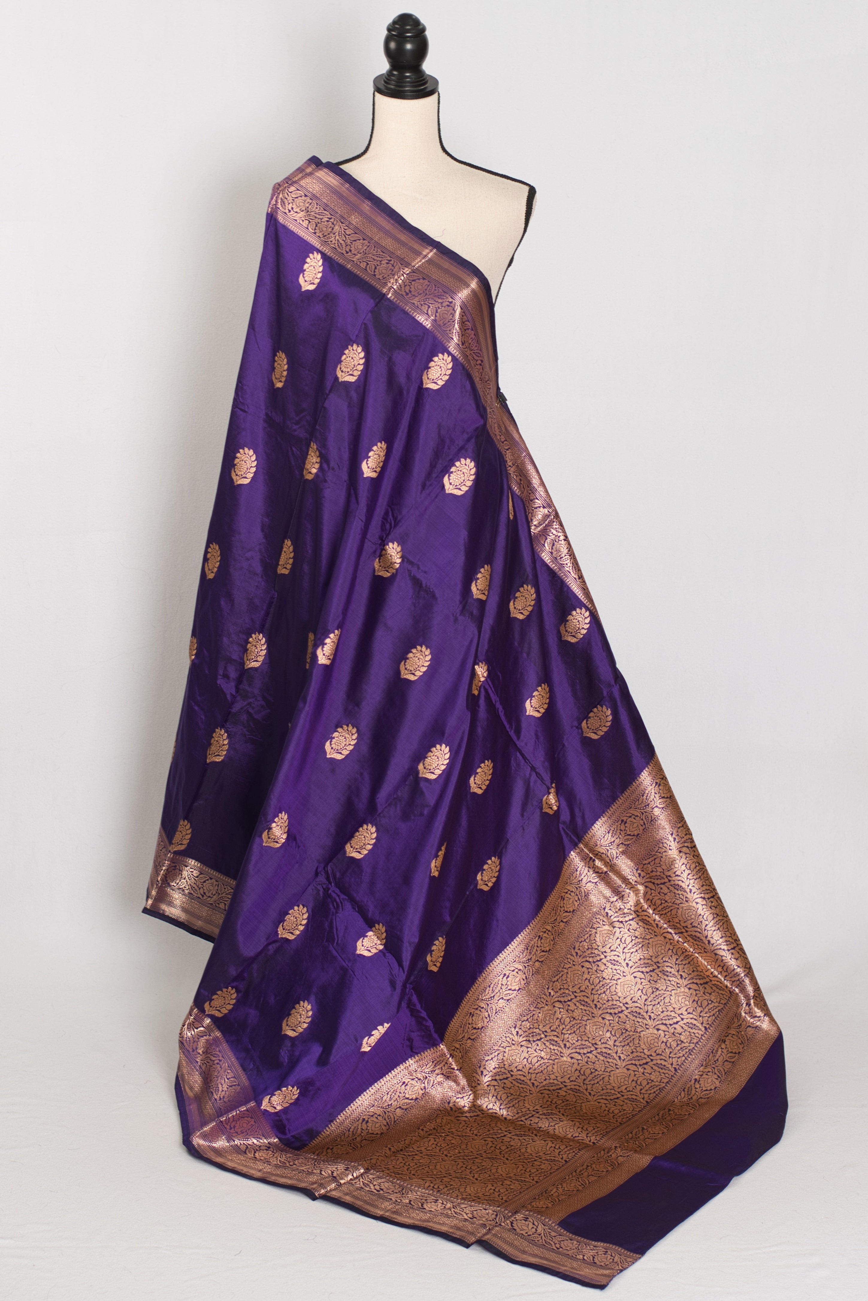 Leela | Royal Purple Katan Banarasi Silk Saree | Lightweight Handloom Luxury