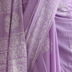 Indian Women's Thin Performance Printed Cotton Light Purple Sari
