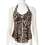 European And American Contrast Color Halter Leopard Print Printed Sexy Top For Women