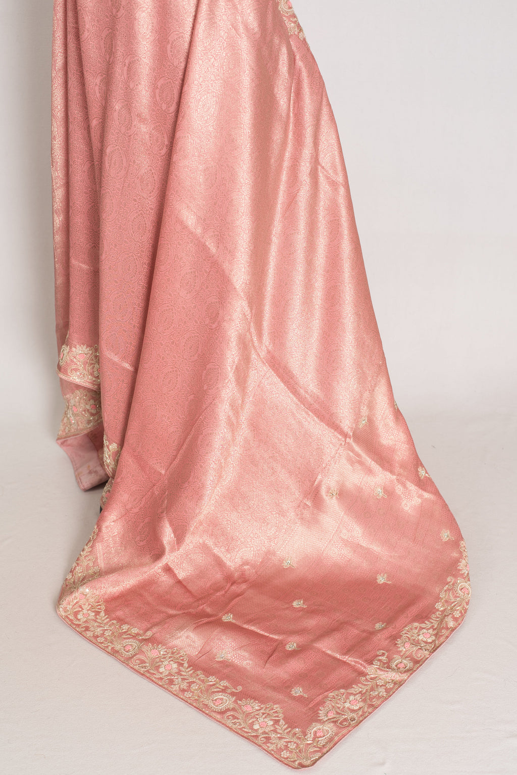 Navya | Baby Pink Semi Brocade Silk Hand Embroidery Saree | Pastel Collection