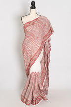 Koli | White and Red Georgette Saree | Lightweight Festive Partywear