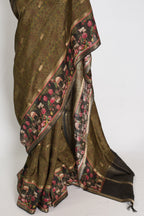 Dilshad | Henna Green Dola Silk Banarasi Saree | Perfect for Mehendi Ceremony
