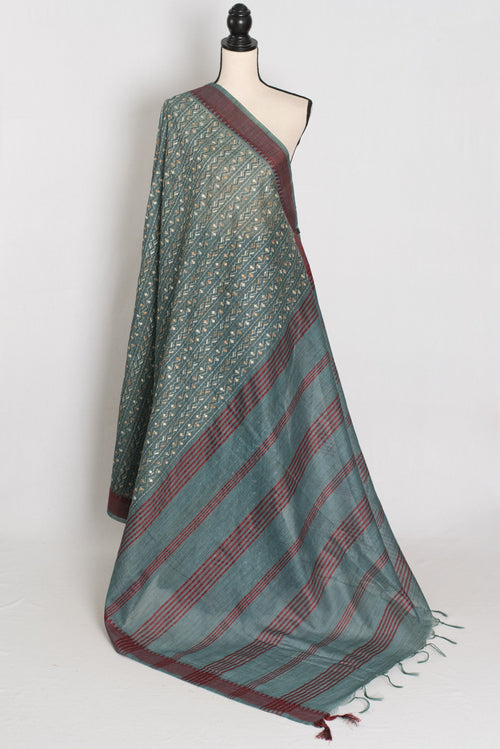 Bithi | Steel Grey Cotton Saree | Lightweight Bengali Heritage