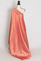 Shalini Peach and Gold Semi Banarasi Silk Dupatta – Elegant Zari Brocade