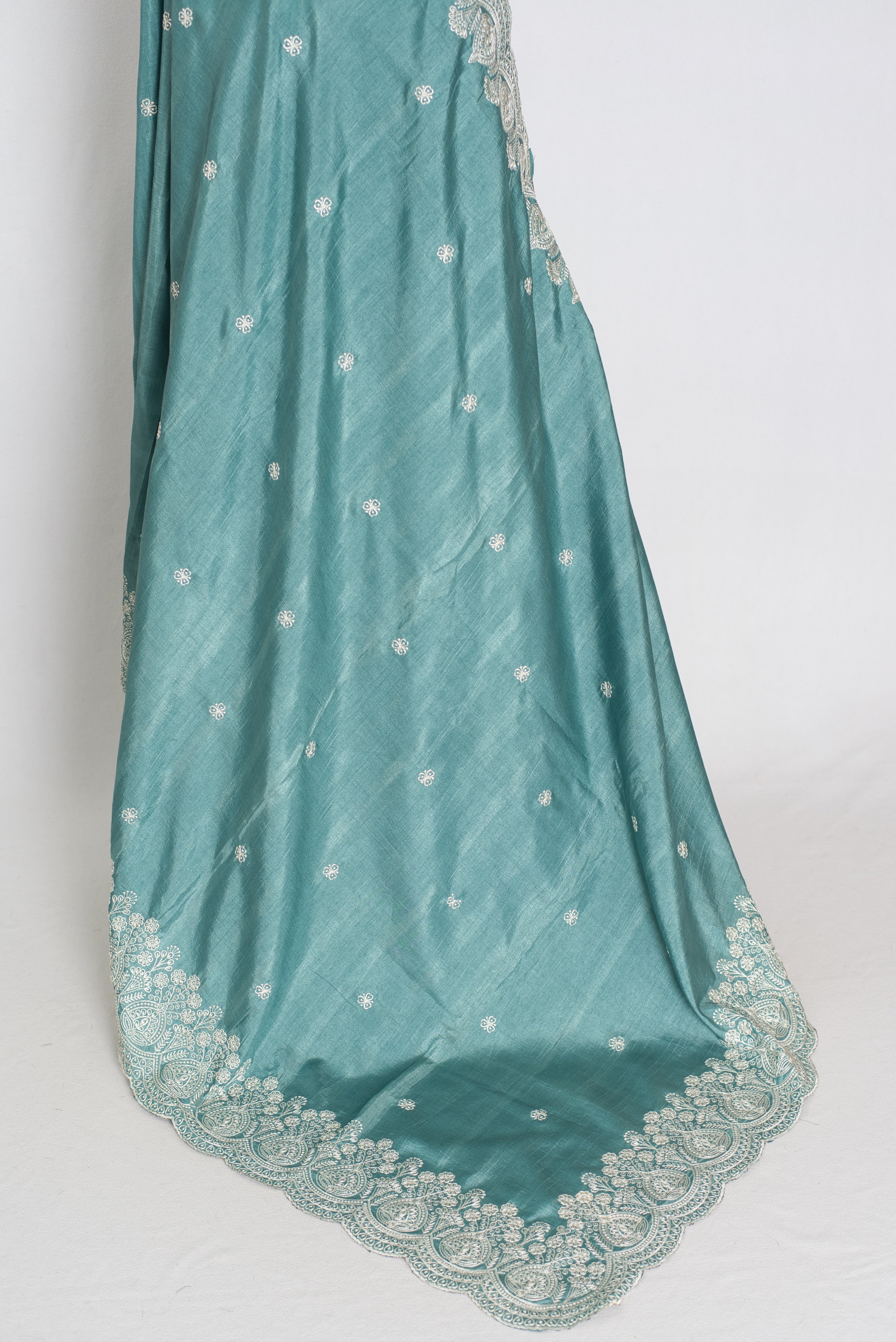 Mitul | Pastel Blue Semi Tussar Silk Saree | Lightweight & Budget-Friendly