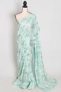 Ishq | Sea Green Soft Net Saree | Ready-To-Wear Set with Size 36 Stitched Blouse