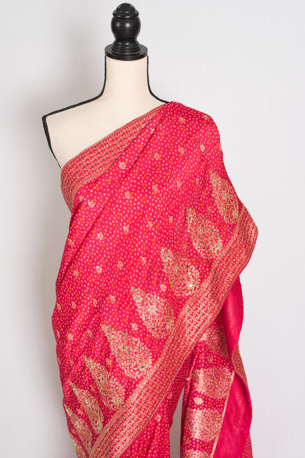Mili | Hot Pink Dola Silk Embroidery Saree | Sequins & Zari Accents
