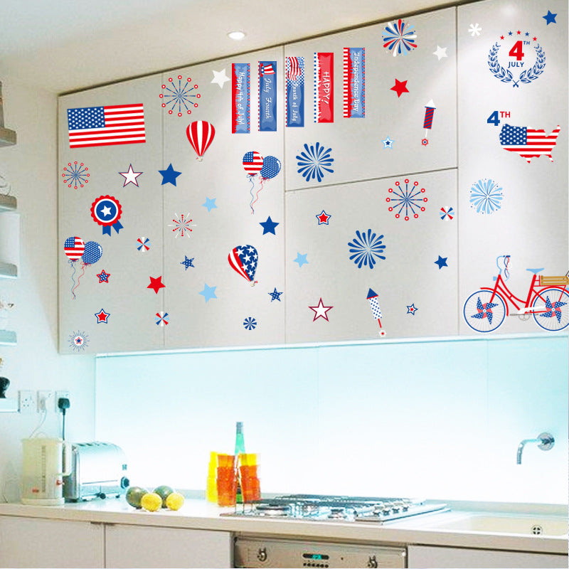 Independence Day Glass Cabinet Wall Sticker