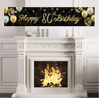 Happy Birthday Banner Logo Flashing Gold